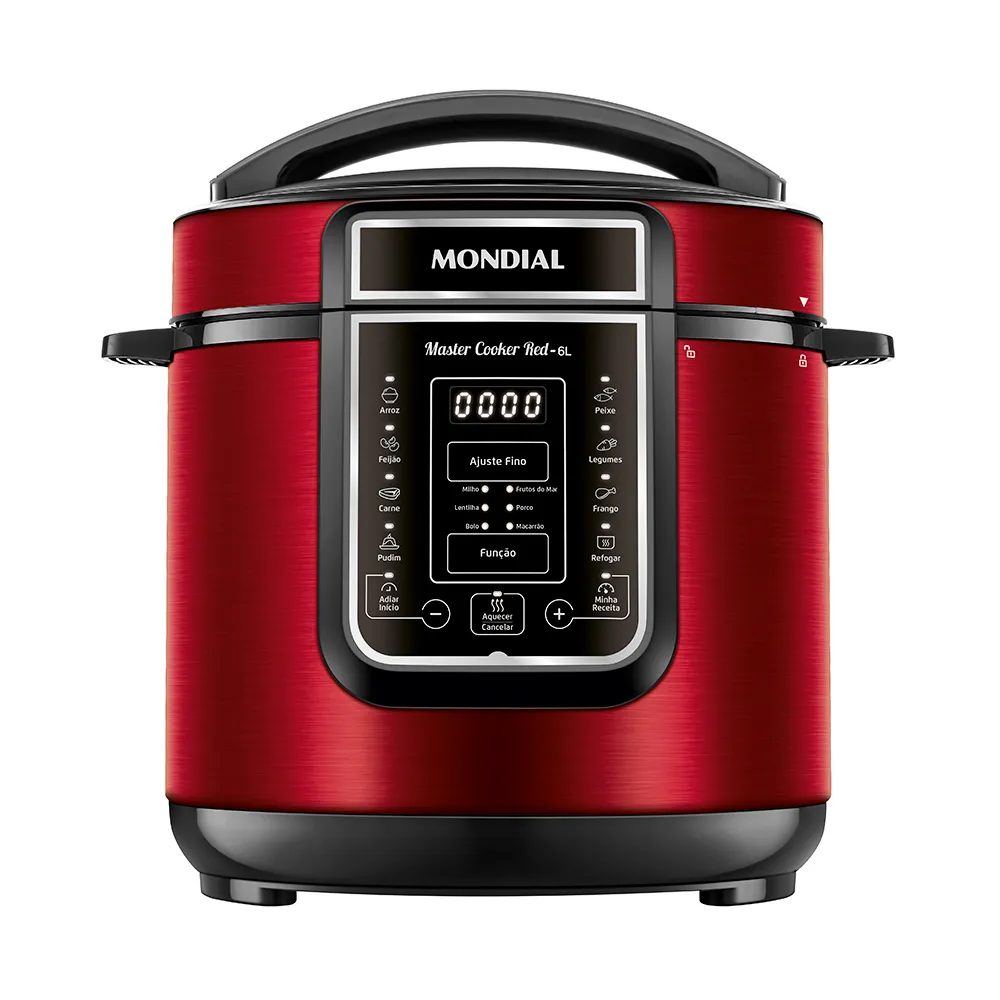Panela de Pressão Elétrica Digital 6L, Mondial, Vermelho/Inox, 1000W, 110V - PE-60-6L-RI