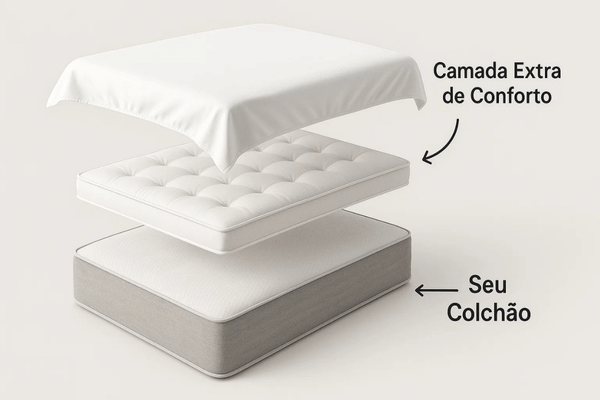 Infográfico explicando o que é um pillow top e como ele é uma camada extra sobre o colchão.
