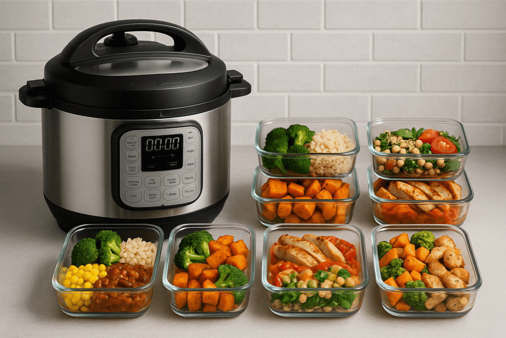 Panela de pressão elétrica grande de 6 litros ideal para famílias numerosas ou para quem faz meal prep.