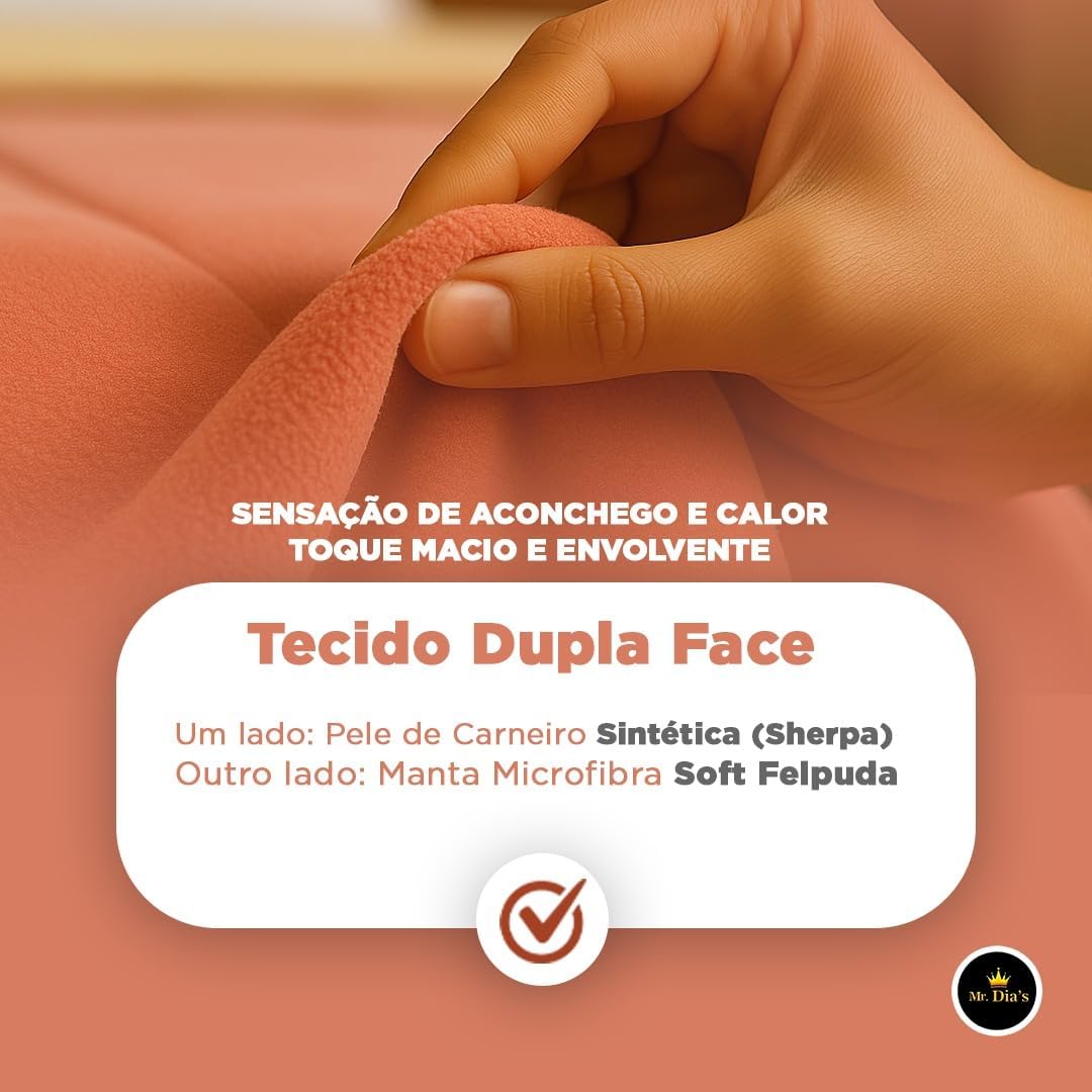 Edredom Sherpa Coberdrom Queen Dupla Face