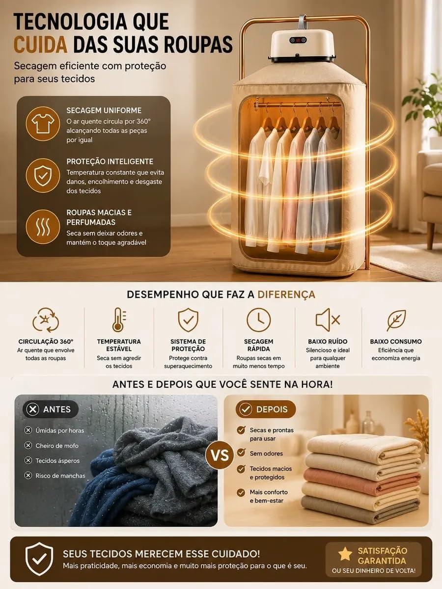 Secador de Roupas Elétrico Portátil 110V Compacto Leve