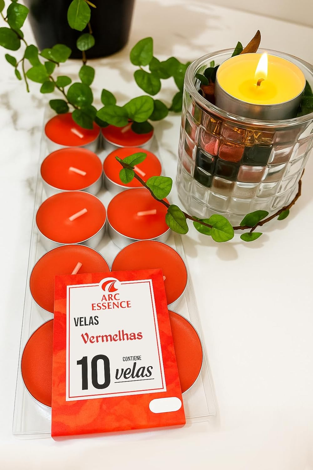 Kit 10 Velas Rechaud Vermelhas Decorativas