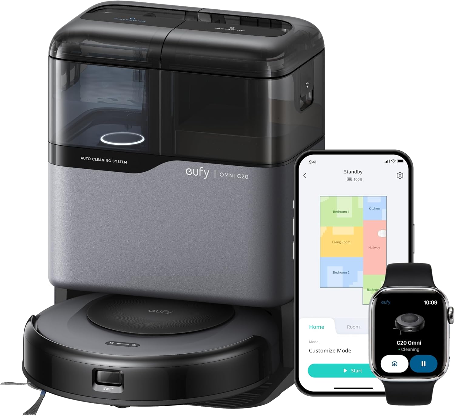 eufy C20 Robô Aspirador Lavagem/Secagem Automática
