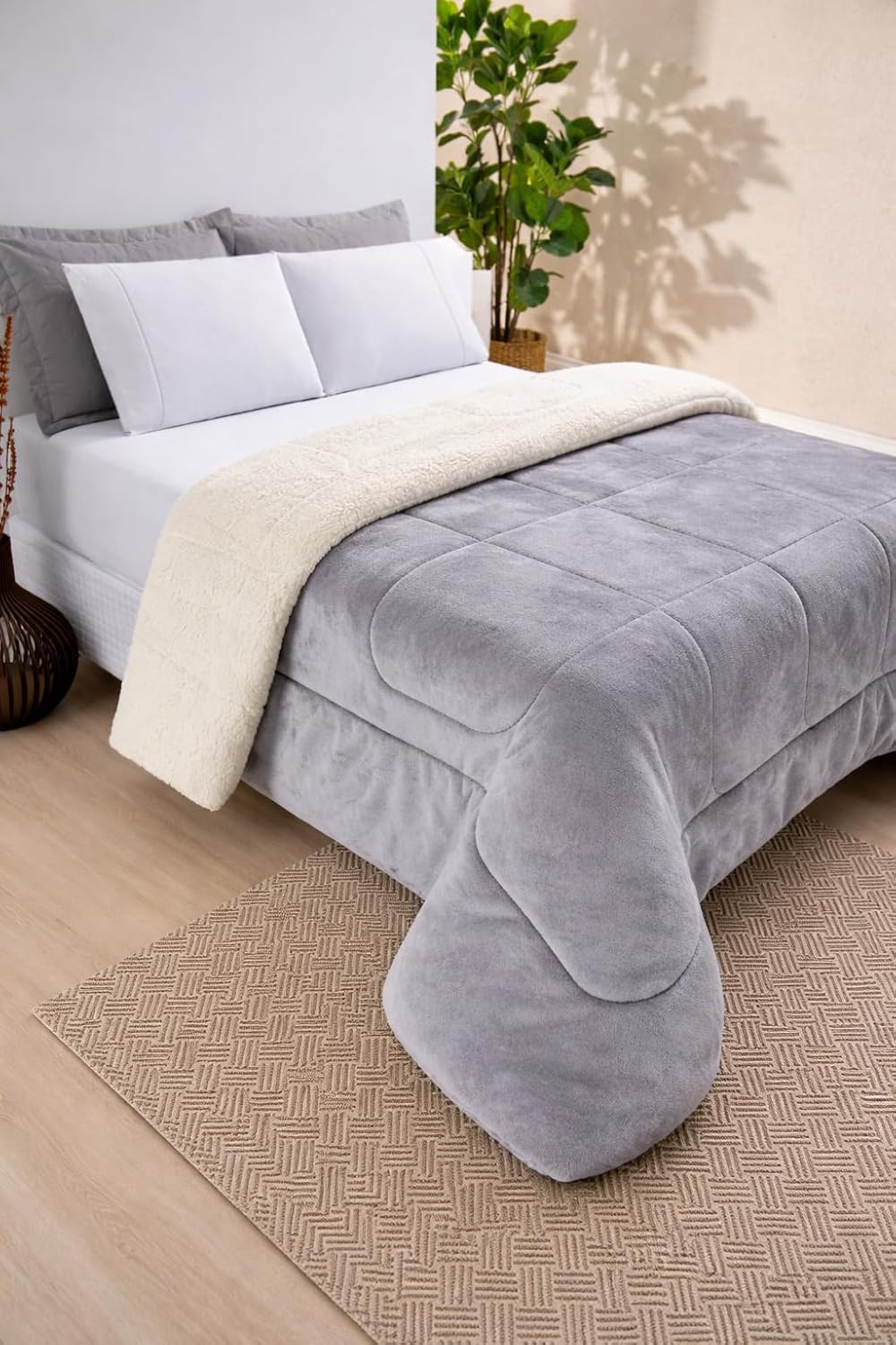 Coberdrom Sherpa Pele Carneiro Peludo Casal Queen 2,20x2,40m