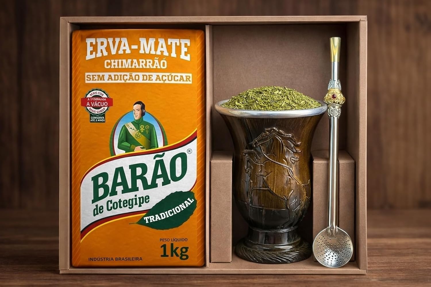 Barão Kit Chimarrão Completo Cuia Artesanal