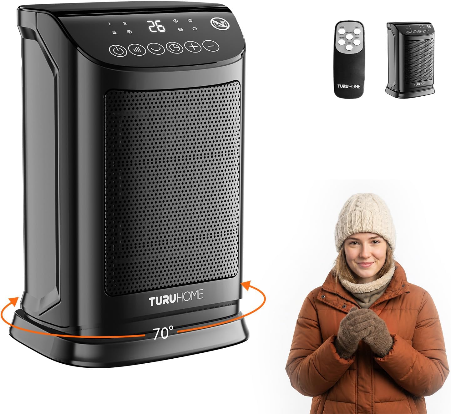Aquecedor 4 em 1 Ventilador Frio e Quente com Termostato