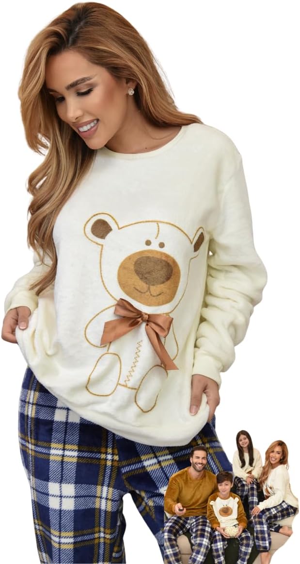 Pijama Feminino Inverno Fleece Soft Plush Longo Adulto