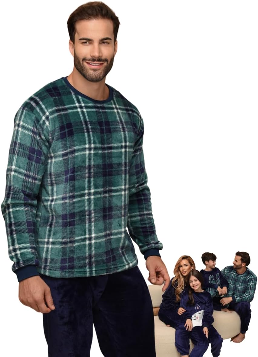 Pijama Masculino Inverno Adulto Fleece Plush Soft Quentinho