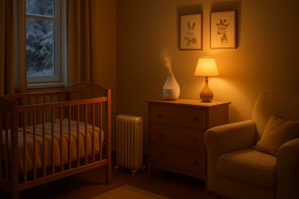 Quarto de bebê aquecido com segurança no inverno