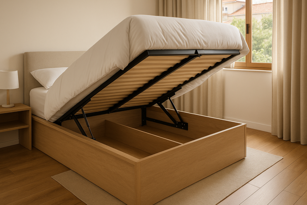 Cama box com baú em apartamento pequeno brasileiro