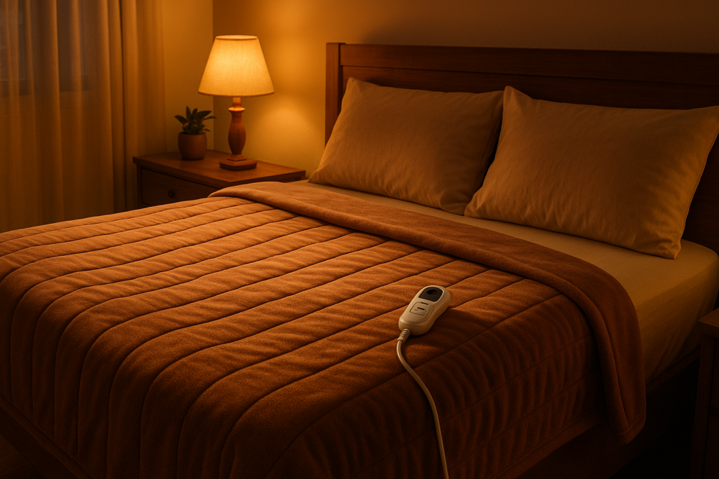 Cobertor eletrico em cama de inverno