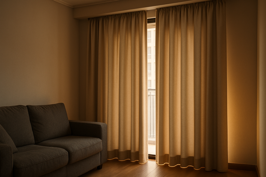 Cortinas termicas em janela de apartamento