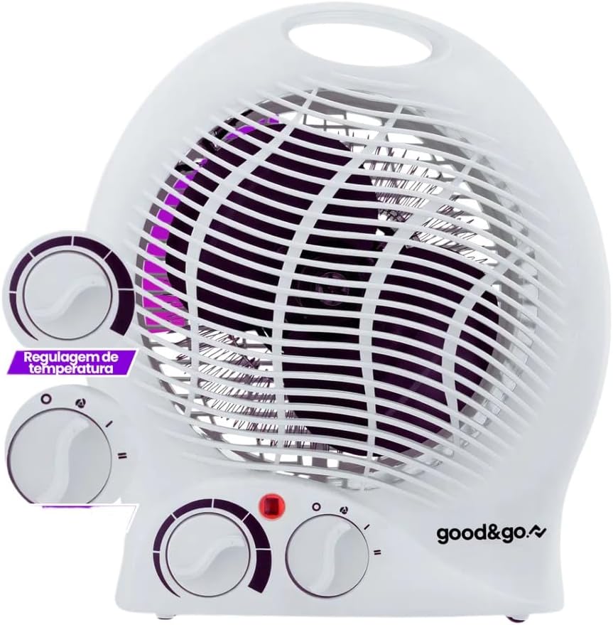 Mini Aquecedor Elétrico Portátil 2-em-1 Quente/Frio 1500W