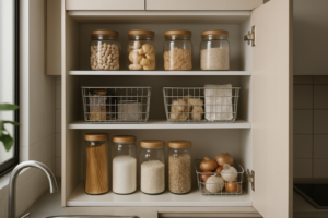 Como Organizar Armário de Cozinha Pequeno em 2026: Sistema Que Funciona