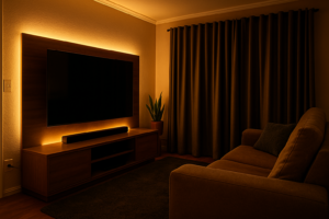 Como Montar um Home Theater Simples em Casa: guia acessível 2026